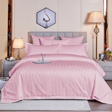 20Infinity 210 Thread Count Turkish Cotton & Satin Finish Luxury Solid Bedsheets with Pillow covers- Baby Pink