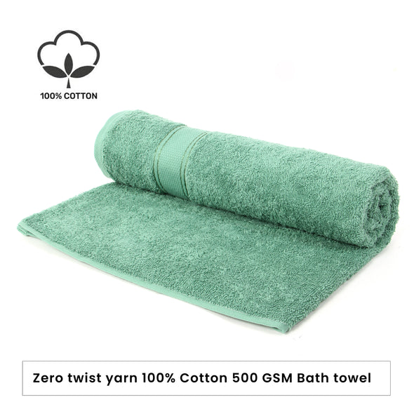 Zero Twist Yarn 100% Cotton Ultra Luxury 500 GSM Bath Towel- Green
