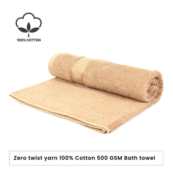 Zero Twist Yarn 100% Cotton Ultra Luxury 500 GSM Bath Towel- Beige