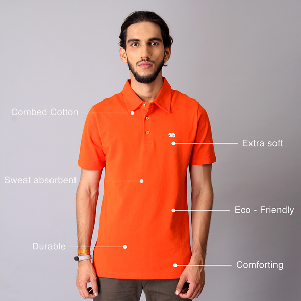 Men Sunrise Orange Organic Cotton Polo T-shirt