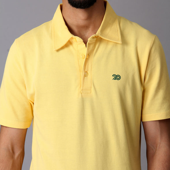Men Sunflower Yellow Organic Cotton Polo T-shirt