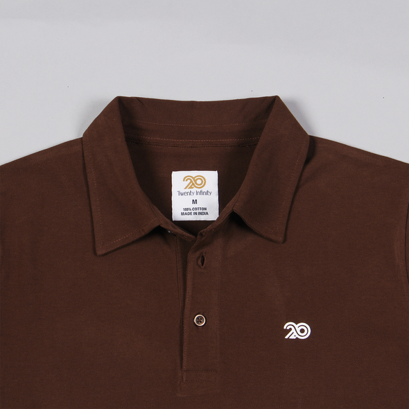 Men Coffee Brown Organic Cotton Polo T-shirt