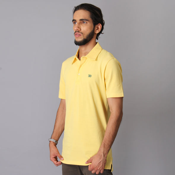 Men Sunflower Yellow Organic Cotton Polo T-shirt