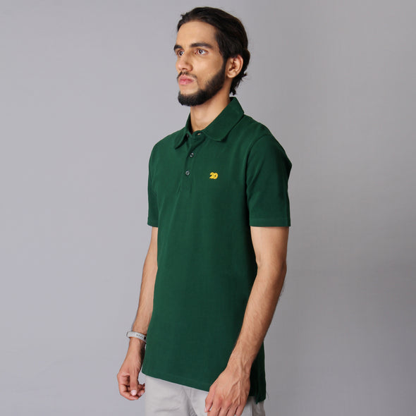 Men Pasture Green Organic Cotton Polo T-shirt