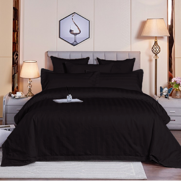 20Infinity 210 Thread Count Turkish Cotton & Satin Finish Luxury Solid Bedsheets with  Pillow covers- Black