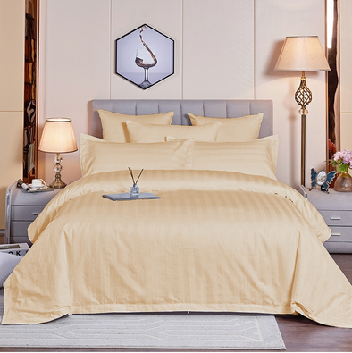 20Infinity 210 Thread Count Turkish Cotton & Satin Finish Luxury Solid Bedsheets with  Pillow covers- Golden
