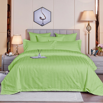 20Infinity 210 Thread Count Turkish Cotton & Satin Finish Luxury Solid Bedsheets with  Pillow covers- Spring Green