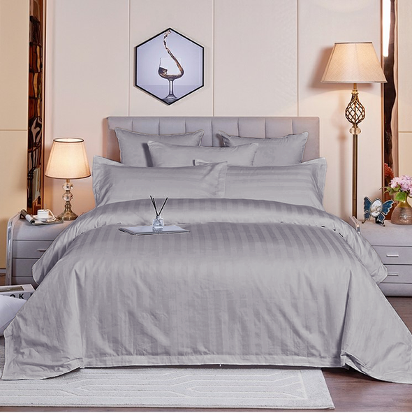 20Infinity 210 Thread Count Turkish Cotton & Satin Finish Luxury Solid Bedsheets with  Pillow covers- Grey