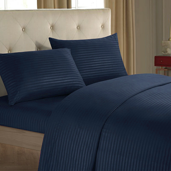20Infinity 210 Thread Count Turkish Cotton & Satin Finish Luxury Solid Bedsheets with  Pillow covers- Royal Blue