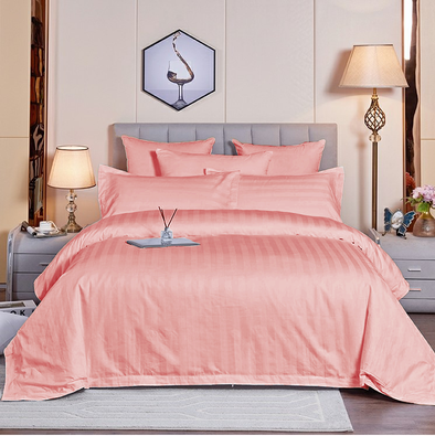 20Infinity 210 Thread Count Turkish Cotton & Satin Finish Luxury Solid Bedsheets with  Pillow covers- Peach